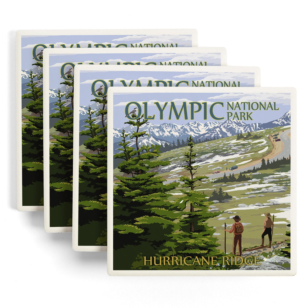 Olympic National Park, Washington, Hurricane Ridge and Hikers, Coasters Coasters Lantern Press 