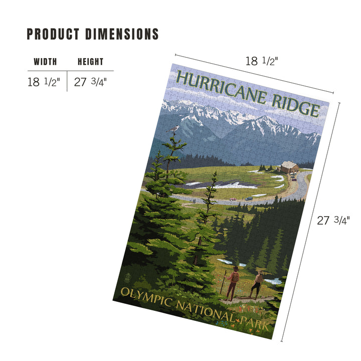 Olympic National Park, Washington, Hurricane Ridge and Hikers, Jigsaw Puzzle Puzzle Lantern Press 