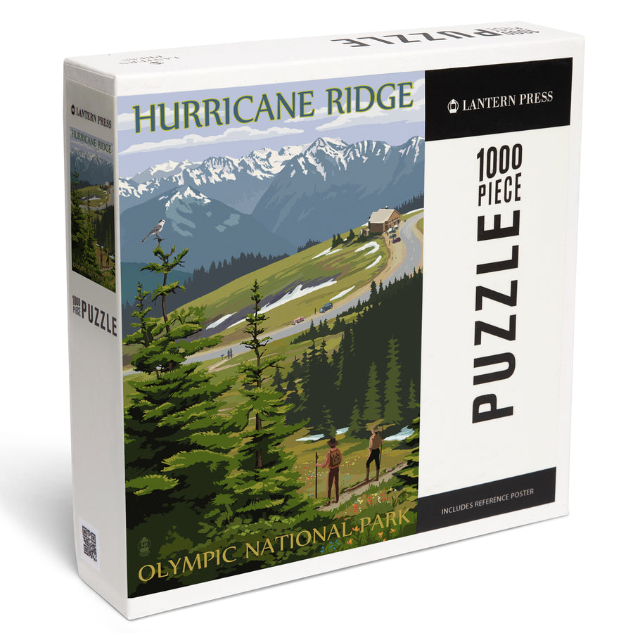 Olympic National Park, Washington, Hurricane Ridge and Hikers, Jigsaw Puzzle Puzzle Lantern Press 