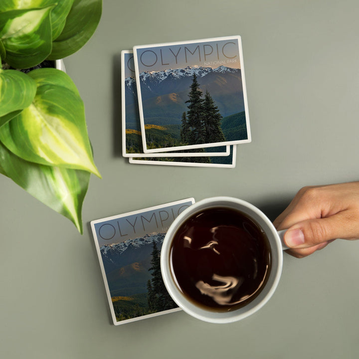 Olympic National Park, Washington, Hurricane Ridge, Lantern Press Photography, Coaster Set Coasters Lantern Press 