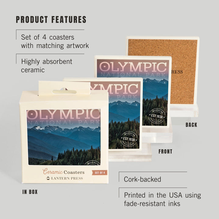 Olympic National Park, Washington, Hurricane Ridge, Twilight, Coasters Coasters Lantern Press 