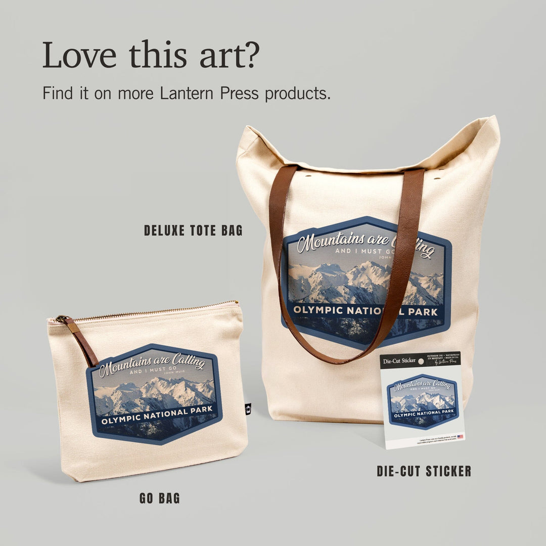 Olympic National Park, Washington, John Muir Mountains Quote,, Organic Cotton Zipper Pouch, Go Bag Go Bag Lantern Press 