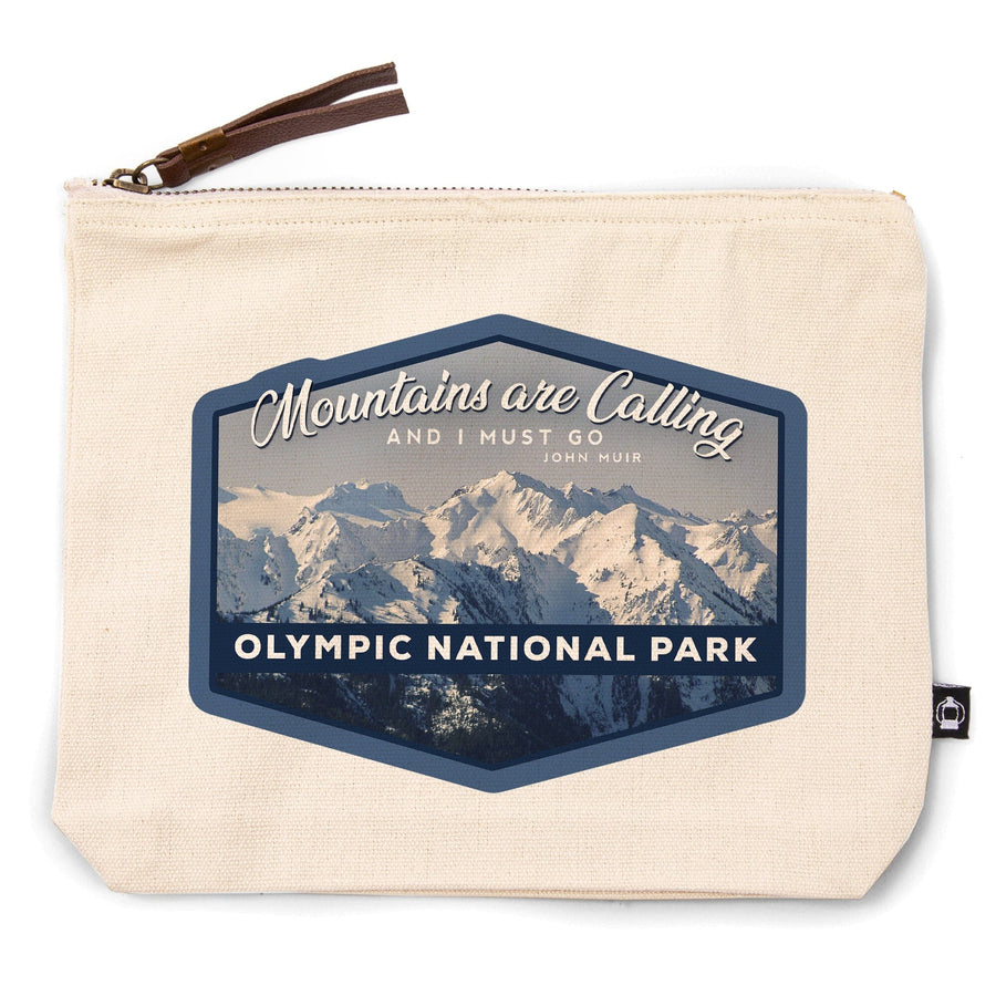 Olympic National Park, Washington, John Muir Mountains Quote,, Organic Cotton Zipper Pouch, Go Bag Go Bag Lantern Press 