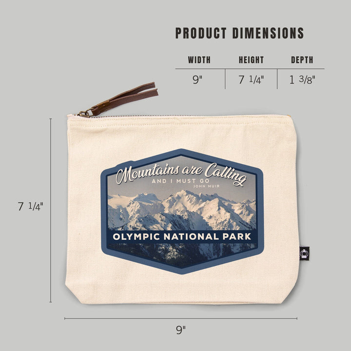 Olympic National Park, Washington, John Muir Mountains Quote,, Organic Cotton Zipper Pouch, Go Bag Go Bag Lantern Press 