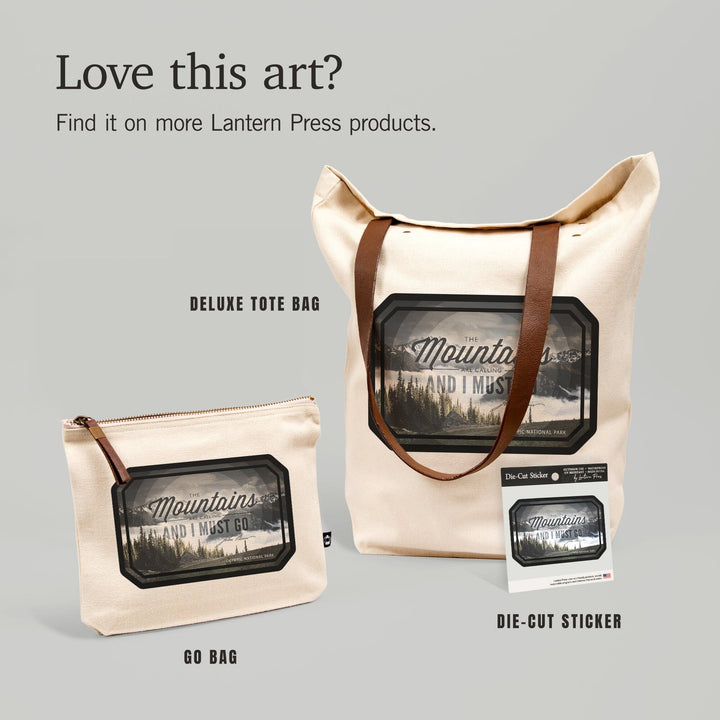 Olympic National Park, Washington, John Muir, The Mountains are Calling,, Organic Cotton Zipper Pouch, Go Bag Go Bag Lantern Press 