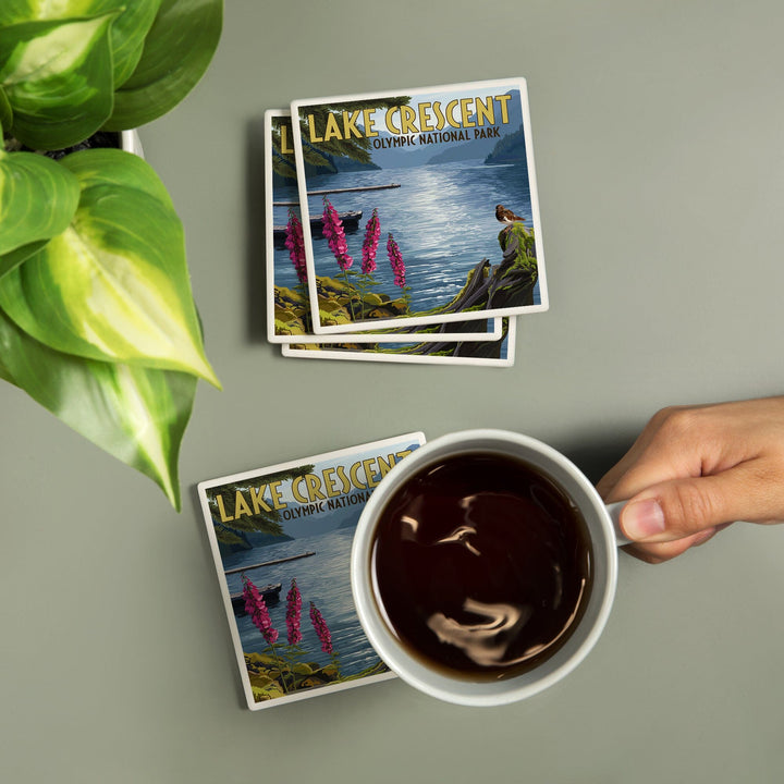 Olympic National Park, Washington, Lake Crescent, Coasters Coasters Lantern Press 