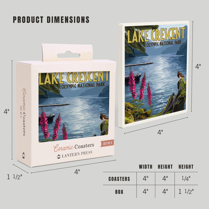 Olympic National Park, Washington, Lake Crescent, Coasters Coasters Lantern Press 