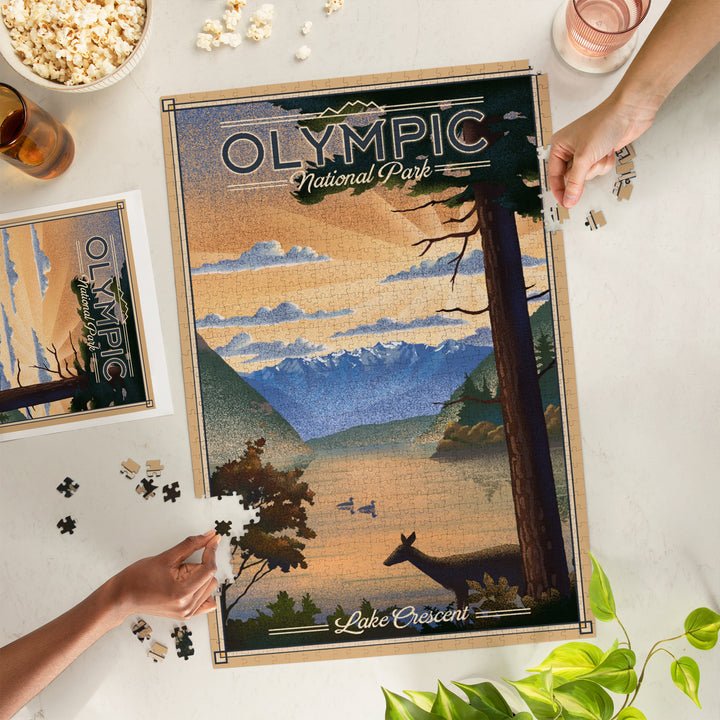 Olympic National Park, Washington, Lithograph, Jigsaw Puzzle Puzzle Lantern Press 