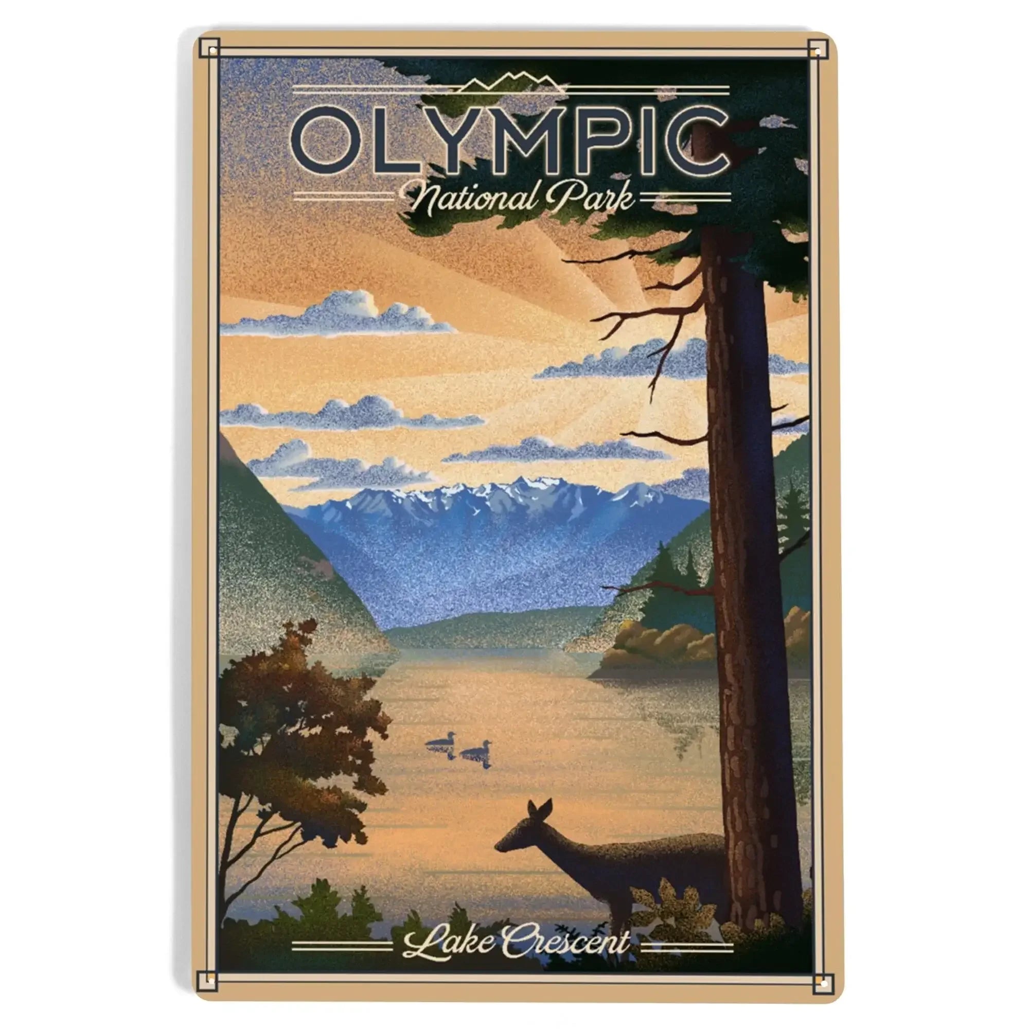 Olympic National Park, Washington, Lithograph metal signs – Lantern Press