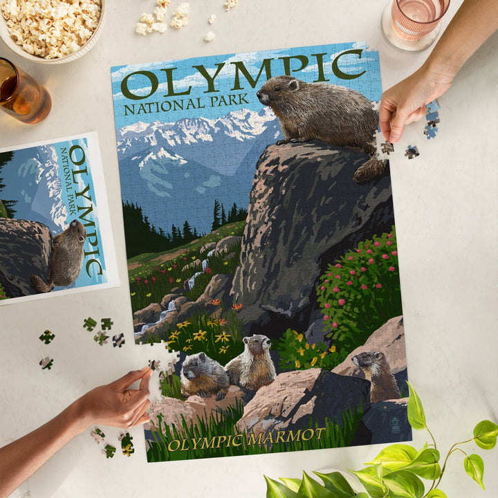 Olympic National Park, Washington, Marmots, Jigsaw Puzzle Puzzle Lantern Press 