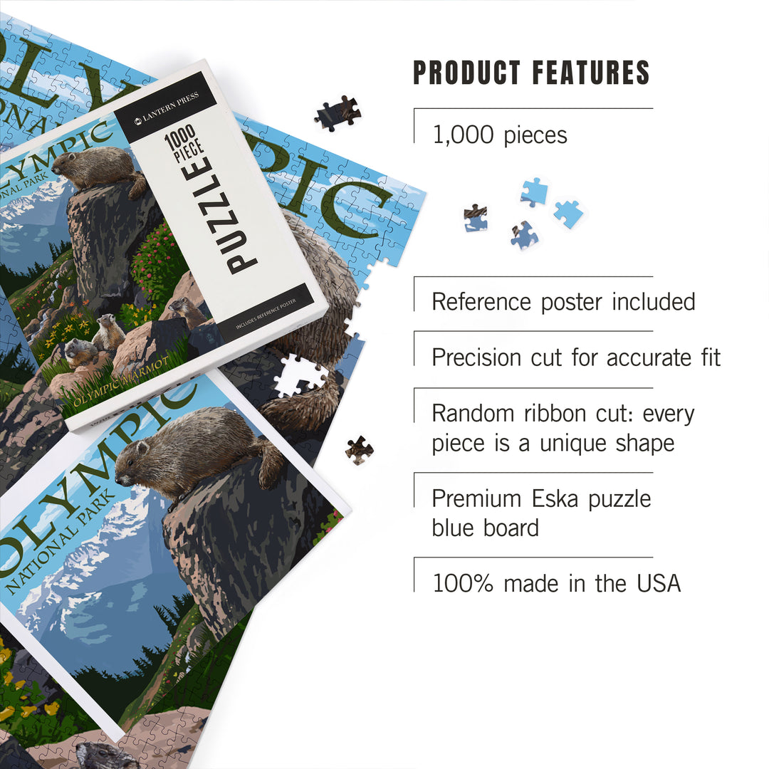 Olympic National Park, Washington, Marmots, Jigsaw Puzzle Puzzle Lantern Press 