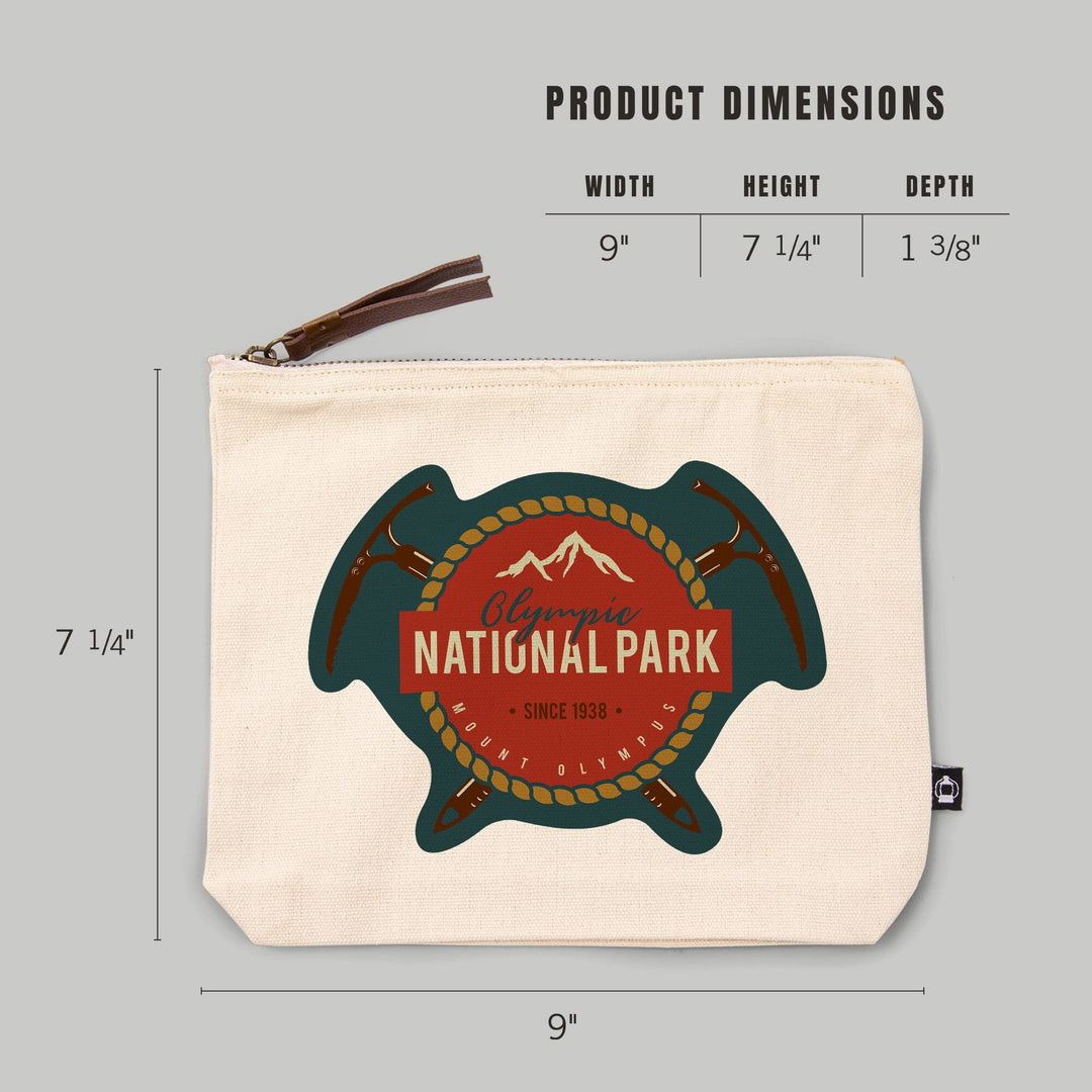 Olympic National Park, Washington, Mount Olympus, Press Artwor, Organic Cotton Zipper Pouch, Go Bag Go Bag Lantern Press 