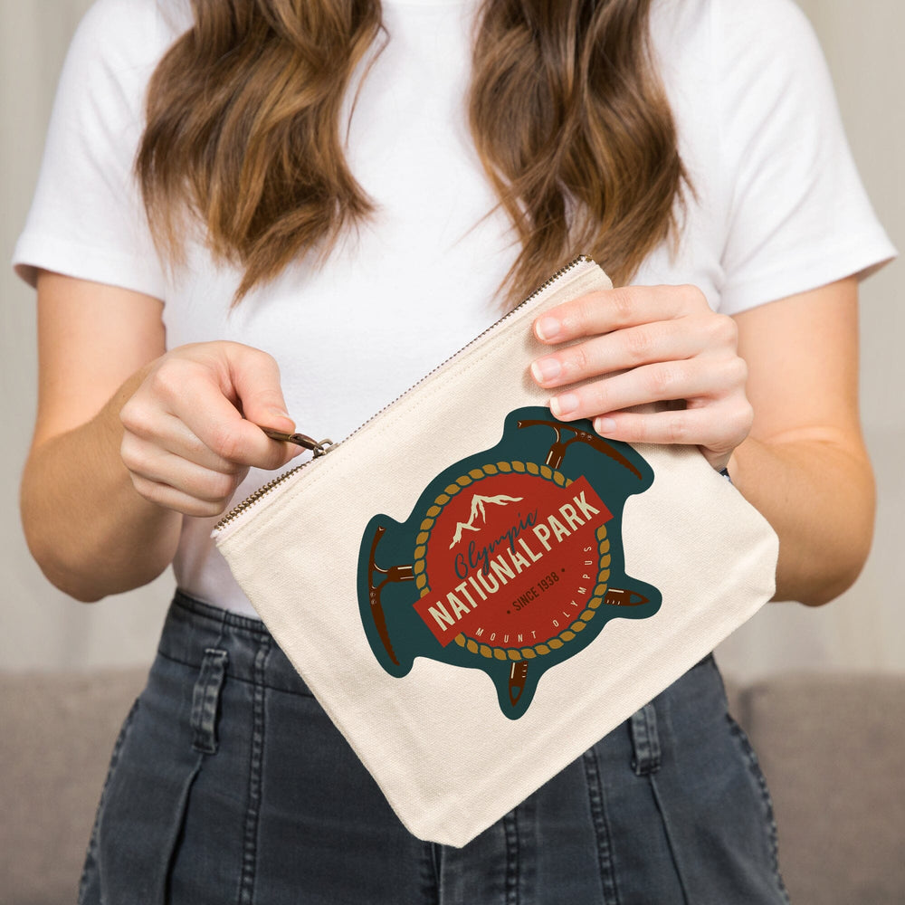 Olympic National Park, Washington, Mount Olympus, Press Artwor, Organic Cotton Zipper Pouch, Go Bag Go Bag Lantern Press 