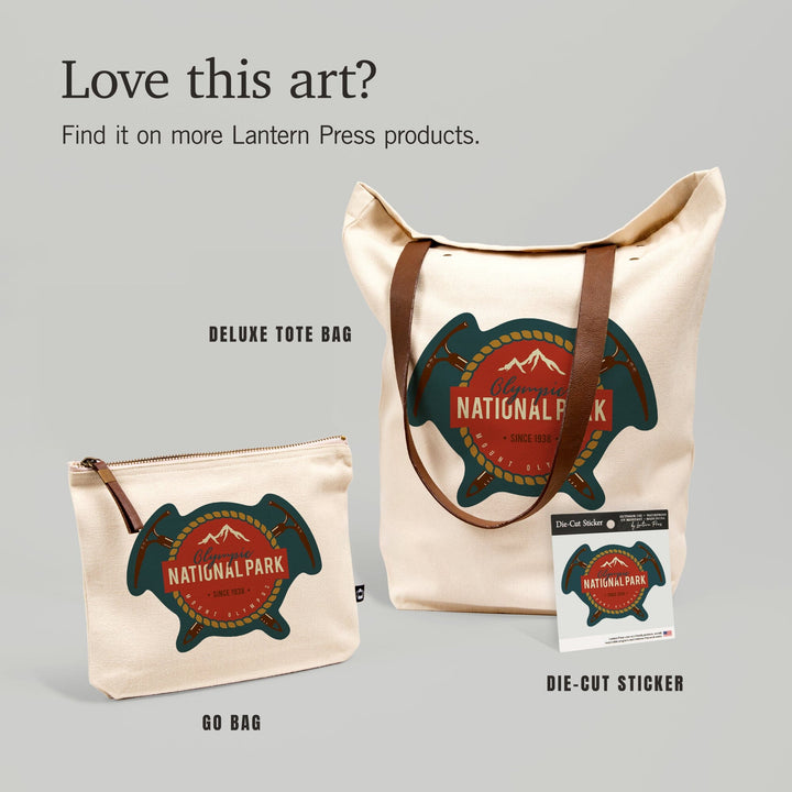 Olympic National Park, Washington, Mount Olympus, Press Artwor, Organic Cotton Zipper Pouch, Go Bag Go Bag Lantern Press 