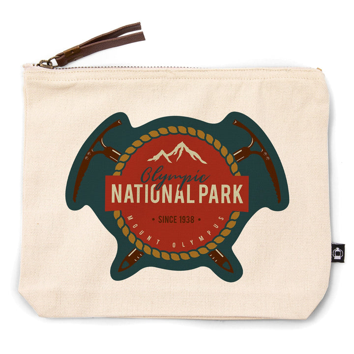 Olympic National Park, Washington, Mount Olympus, Press Artwor, Organic Cotton Zipper Pouch, Go Bag Go Bag Lantern Press 
