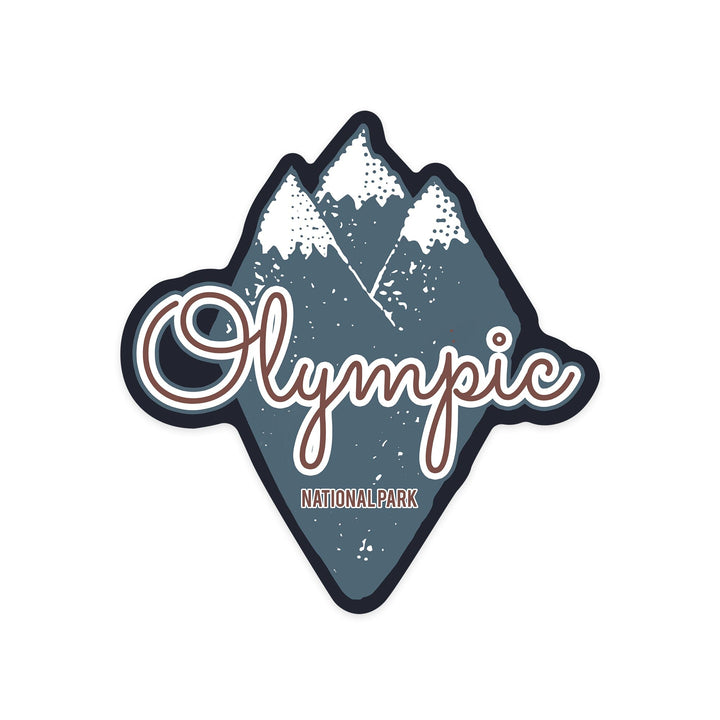 Olympic National Park, Washington, Mountain Peaks, Blue, Contour, Vinyl Sticker Sticker Lantern Press 