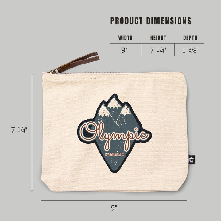 Olympic National Park, Washington, Mountain Peaks, Blue,, Organic Cotton Zipper Pouch, Go Bag Go Bag Lantern Press 