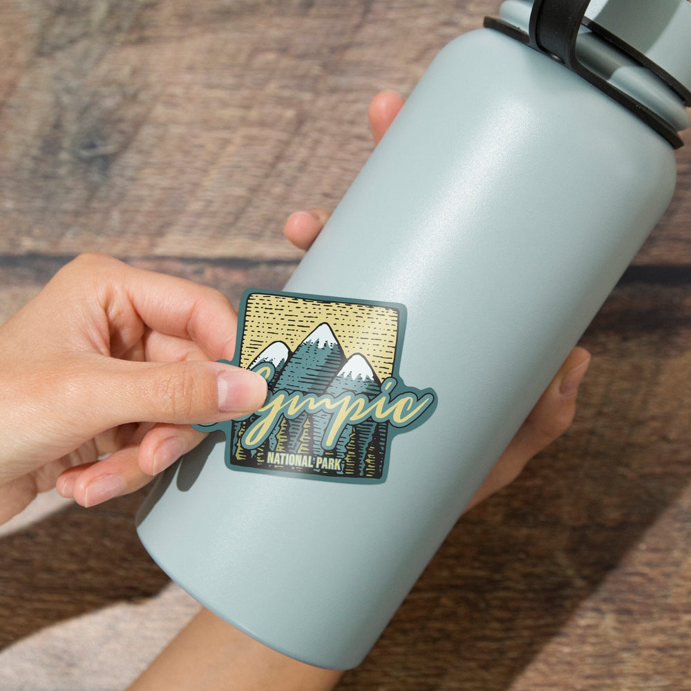 Olympic National Park, Washington, Mountains and Trees, Contour, Vinyl Sticker Sticker Lantern Press 