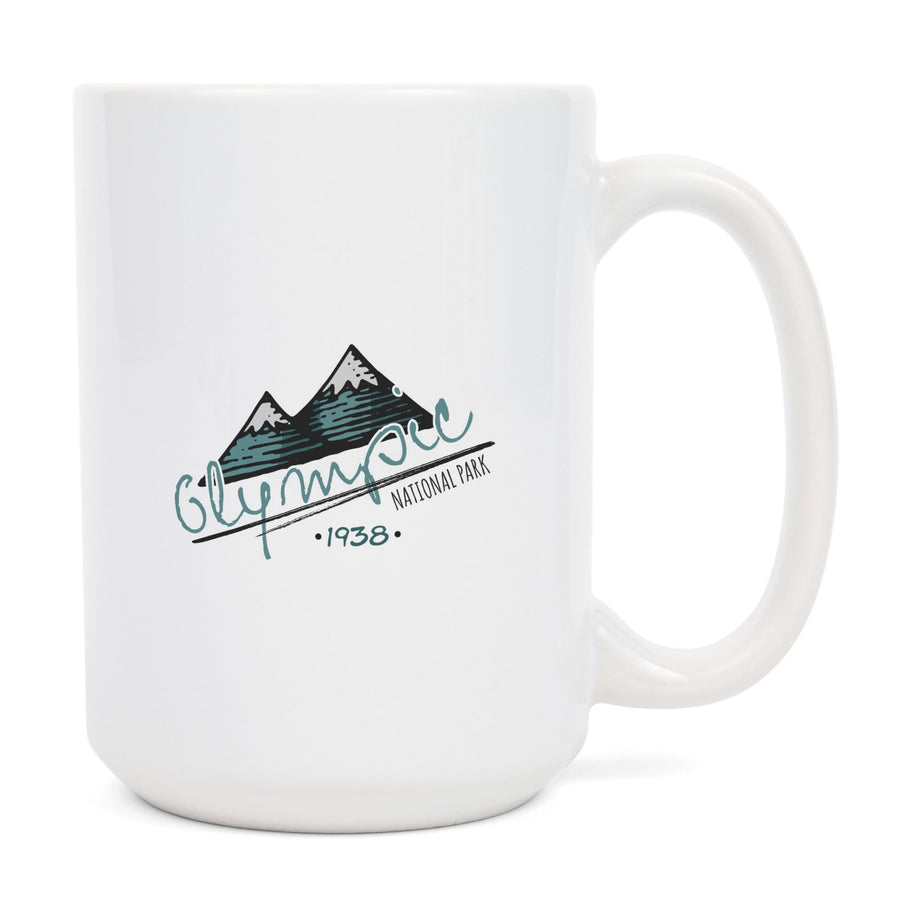 Olympic National Park, Washington, Mountains, Contour, Lantern Press Artwork, Ceramic Mug Mugs Lantern Press 