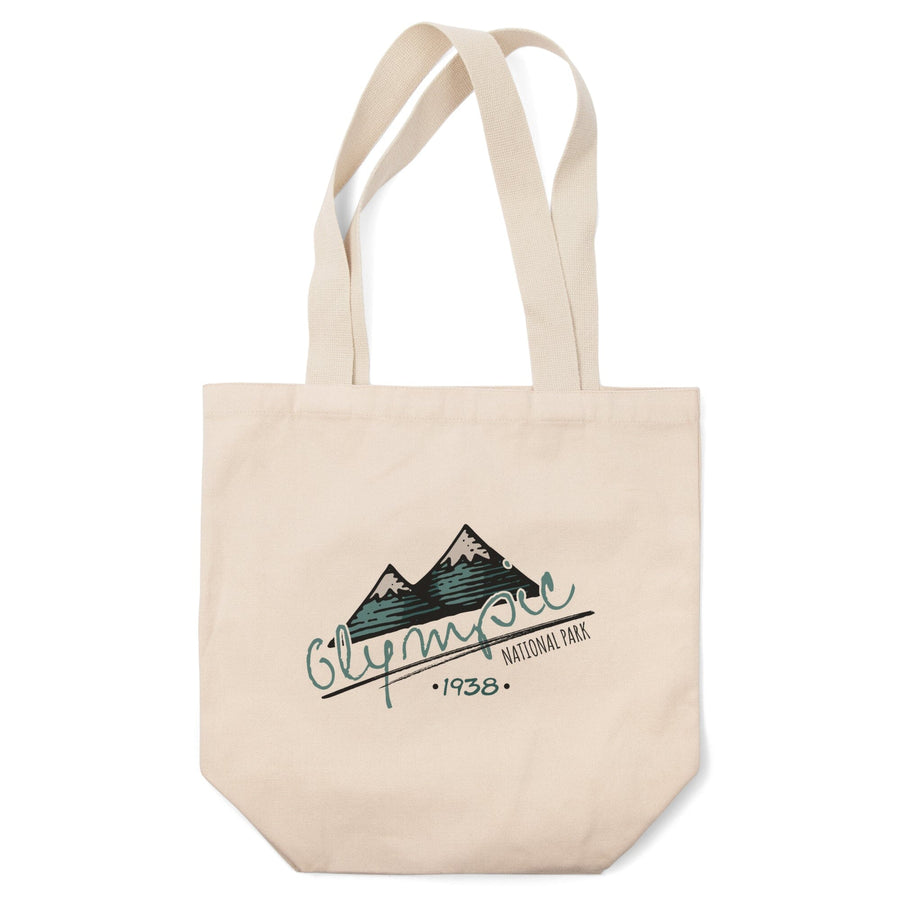Olympic National Park, Washington, Mountains, Contour, Lantern Press Artwork, Tote Bag Totes Lantern Press 