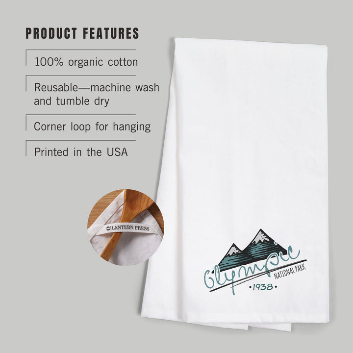 Olympic National Park, Washington, Mountains, Contour, Organic Cotton Kitchen Tea Towels Kitchen Lantern Press 