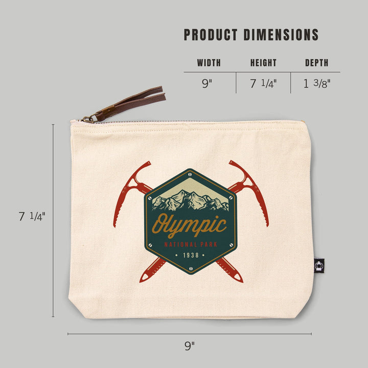 Olympic National Park, Washington, Mountains with Ice Picks,, Organic Cotton Zipper Pouch, Go Bag Go Bag Lantern Press 