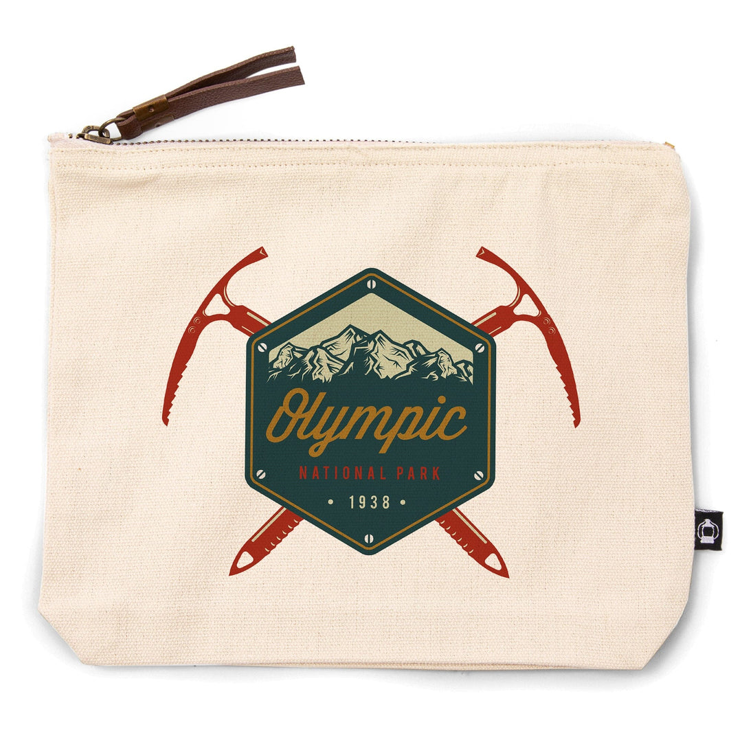 Olympic National Park, Washington, Mountains with Ice Picks,, Organic Cotton Zipper Pouch, Go Bag Go Bag Lantern Press 