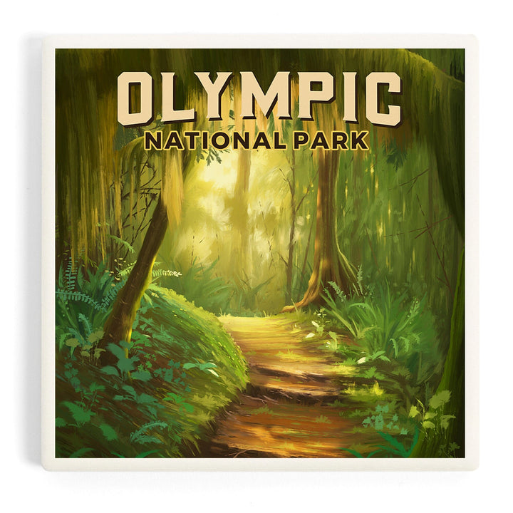 Olympic National Park, Washington, Oil Painting, Coasters Coasters Lantern Press 