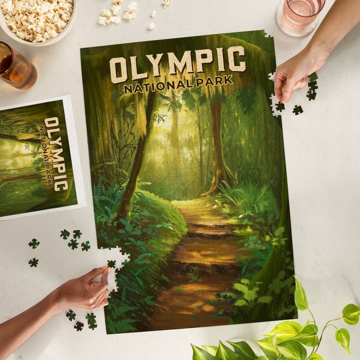 Olympic National Park, Washington, Oil Painting, Jigsaw Puzzle Puzzle Lantern Press 