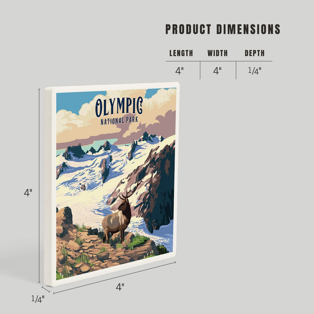 Olympic National Park, Washington, Painterly National Park Series, Coasters Coasters Lantern Press 