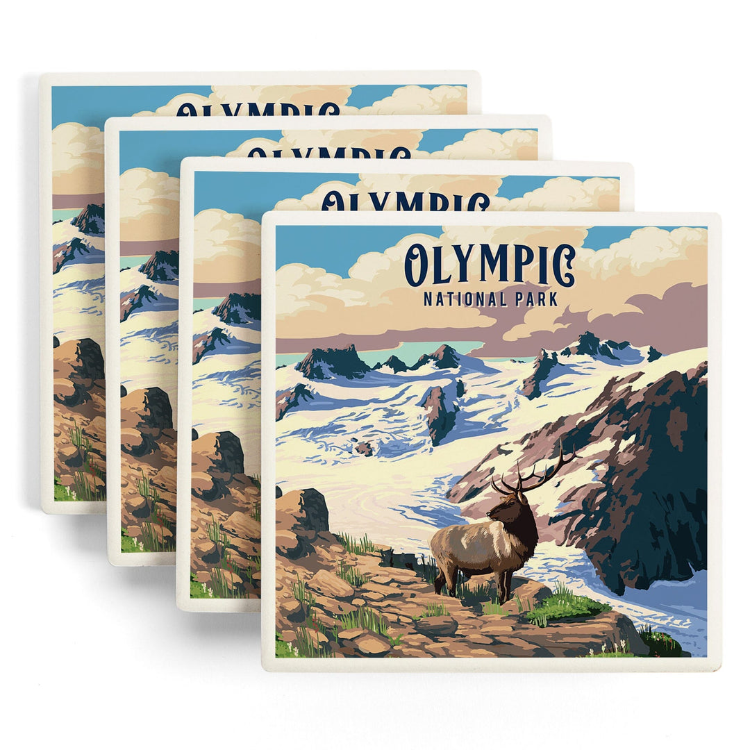 Olympic National Park, Washington, Painterly National Park Series, Coasters Coasters Lantern Press 