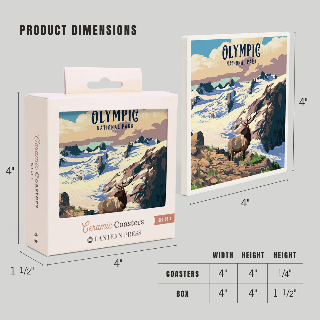 Olympic National Park, Washington, Painterly National Park Series, Coasters Coasters Lantern Press 