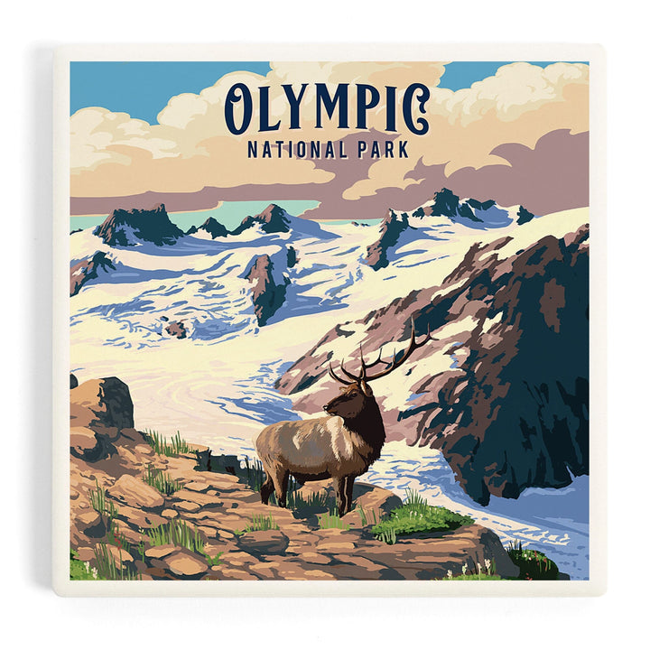 Olympic National Park, Washington, Painterly National Park Series, Coasters Coasters Lantern Press 