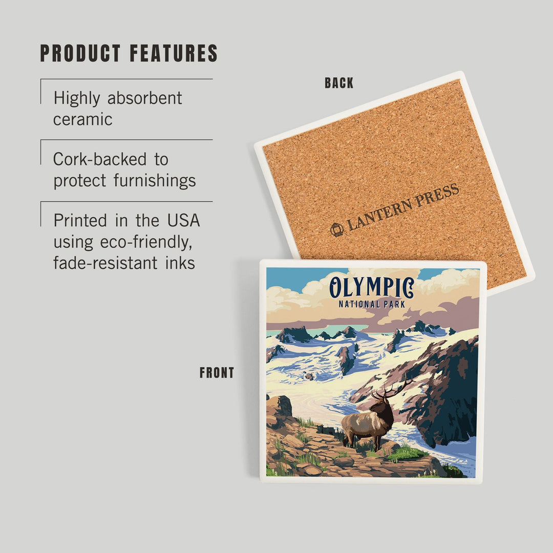 Olympic National Park, Washington, Painterly National Park Series, Coasters Coasters Lantern Press 