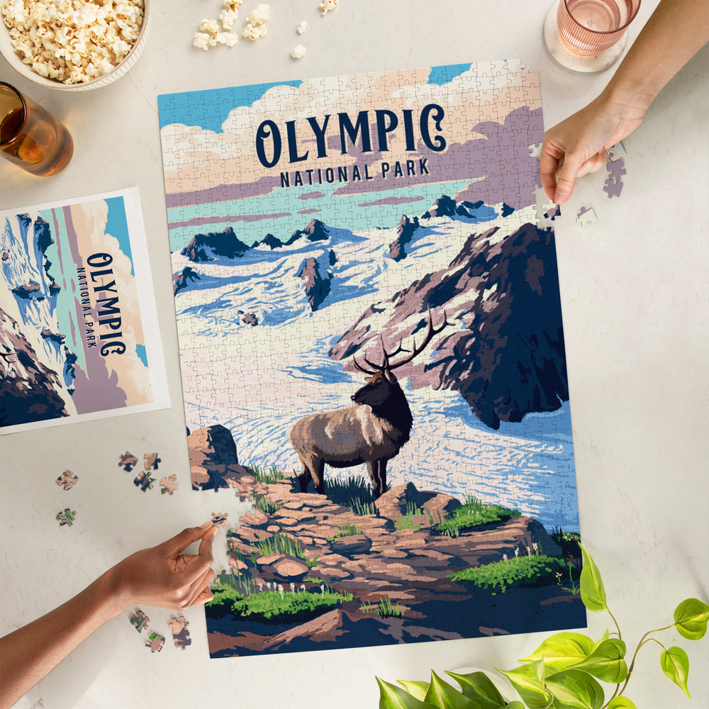 Olympic National Park, Washington, Painterly National Park Series, Jigsaw Puzzle Puzzle Lantern Press 