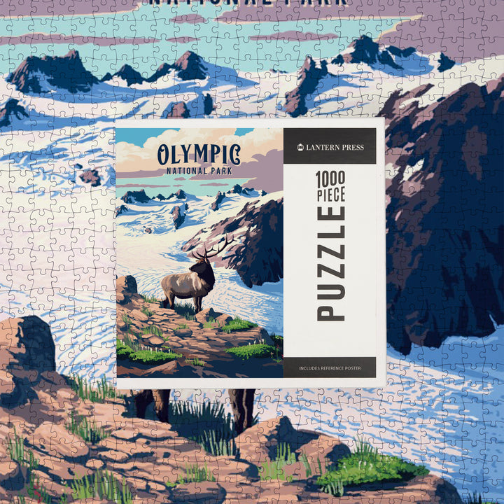 Olympic National Park, Washington, Painterly National Park Series, Jigsaw Puzzle Puzzle Lantern Press 