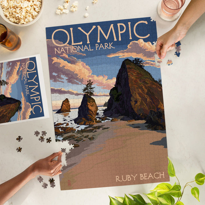 Olympic National Park, Washington, Ruby Beach, Jigsaw Puzzle Puzzle Lantern Press 