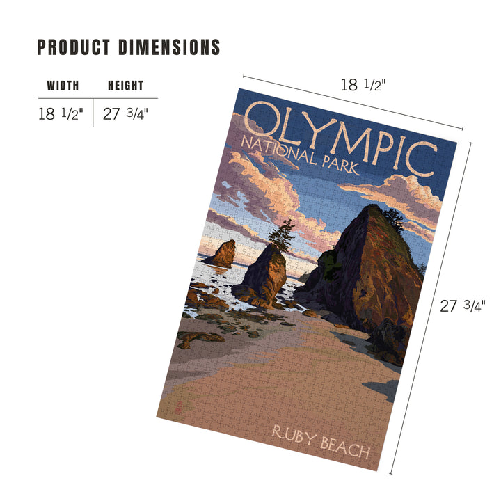 Olympic National Park, Washington, Ruby Beach, Jigsaw Puzzle Puzzle Lantern Press 
