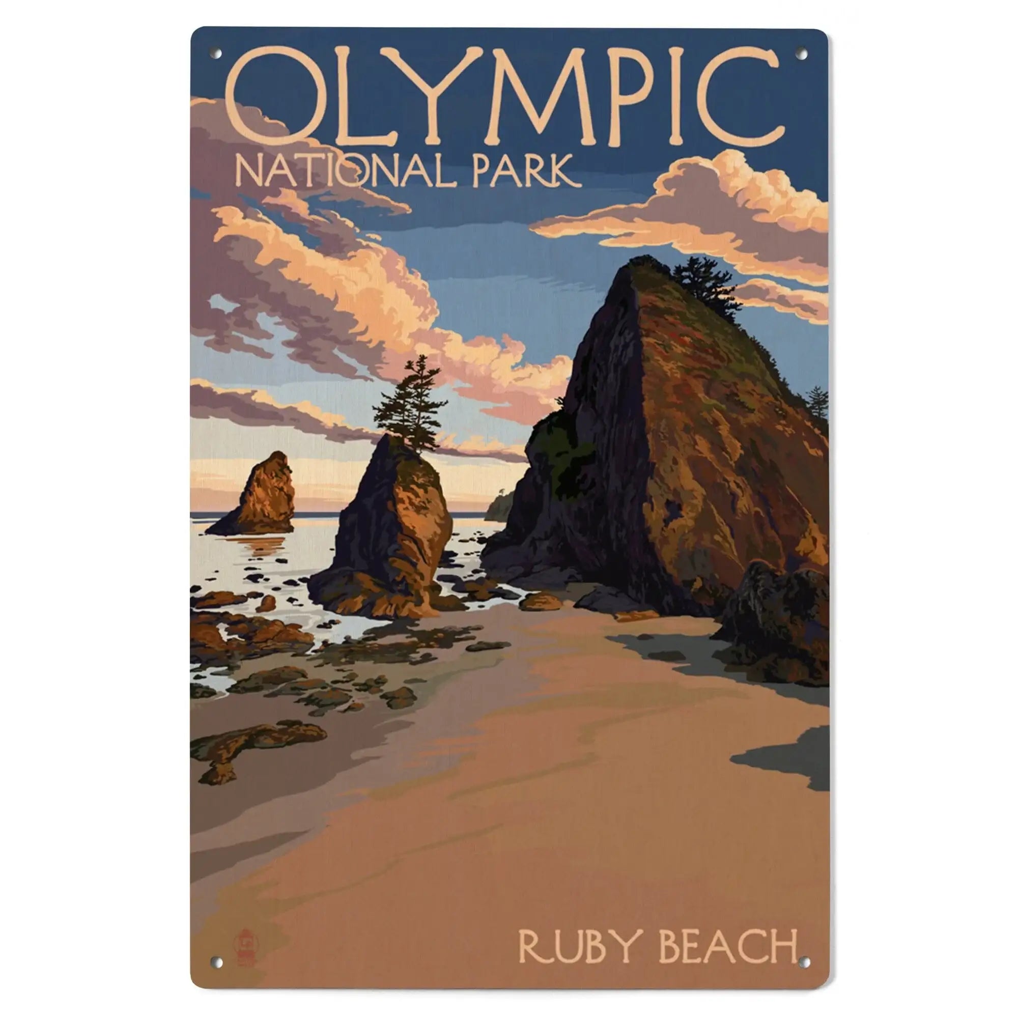 Olympic National Park, Washington, Ruby Beach, Lantern Press Artwork,