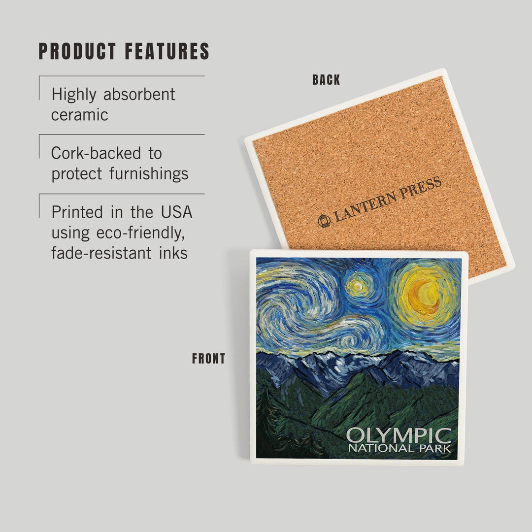 Olympic National Park, Washington, Starry Night National Park Series, Coasters Coasters Lantern Press 