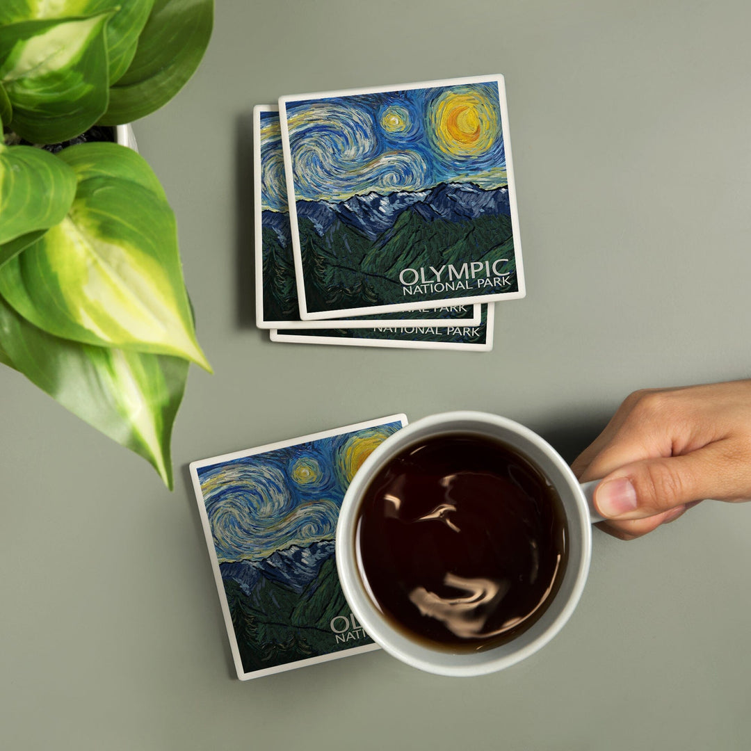 Olympic National Park, Washington, Starry Night National Park Series, Coasters Coasters Lantern Press 