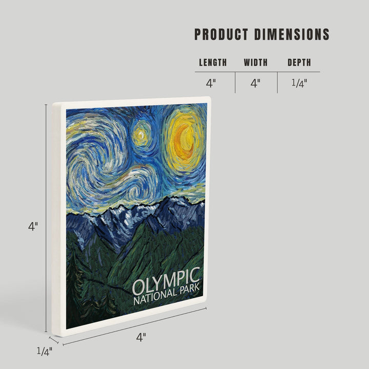 Olympic National Park, Washington, Starry Night National Park Series, Coasters Coasters Lantern Press 