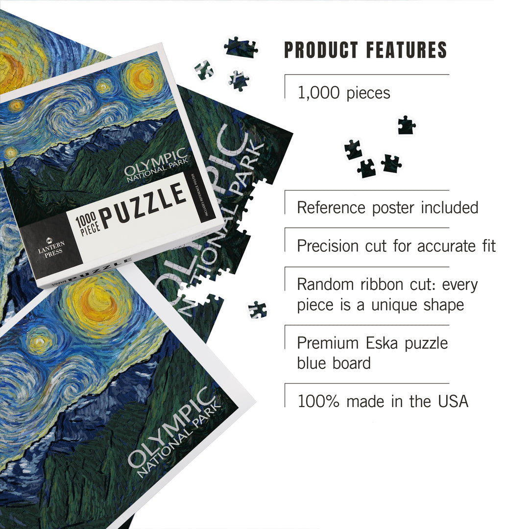 Olympic National Park, Washington, Starry Night National Park Series, Jigsaw Puzzle Puzzle Lantern Press 
