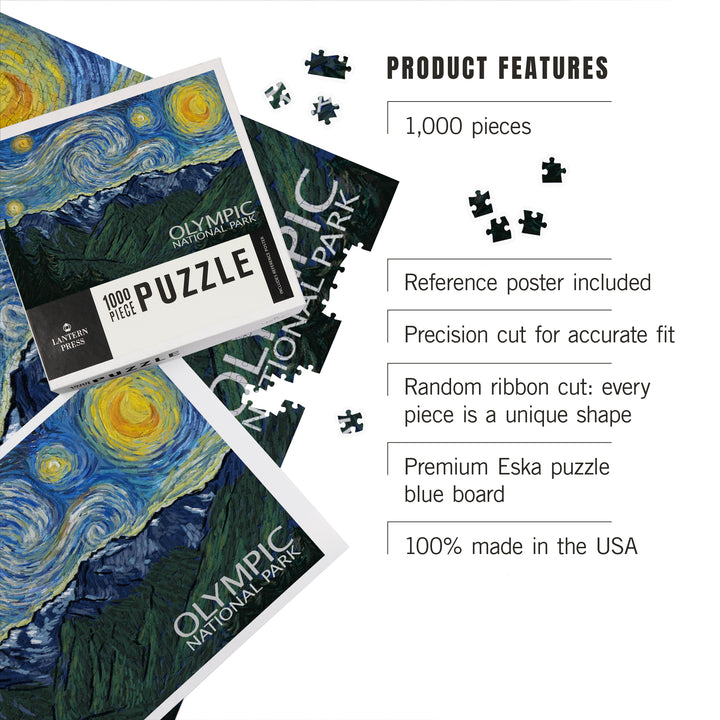 Olympic National Park, Washington, Starry Night National Park Series, Jigsaw Puzzle Puzzle Lantern Press 