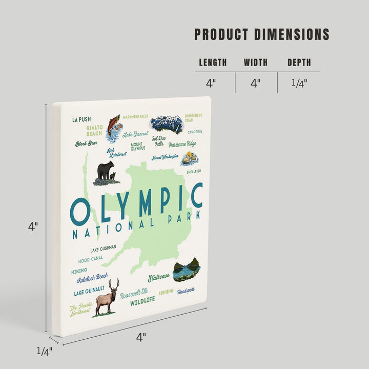 Olympic National Park, Washington, Typography and Icons, Coasters Coasters Lantern Press 