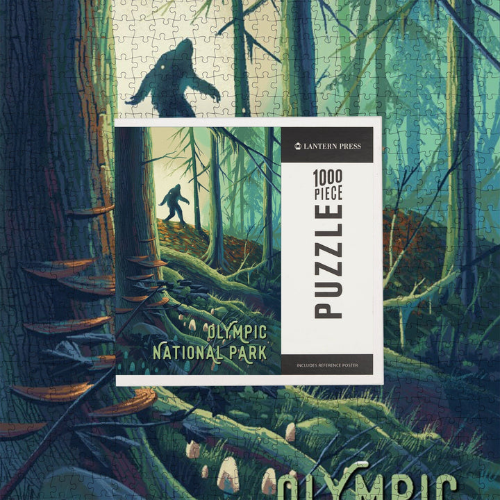Olympic National Park, Washington, Wanderer, Bigfoot in Forest, Jigsaw Puzzle Puzzle Lantern Press 