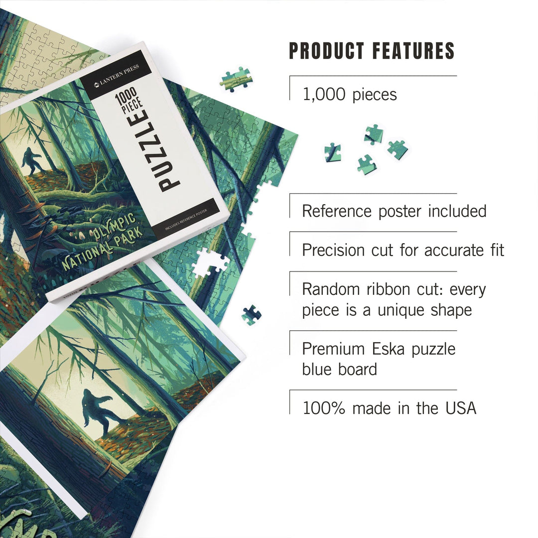 Olympic National Park, Washington, Wanderer, Bigfoot in Forest, Jigsaw Puzzle Puzzle Lantern Press 