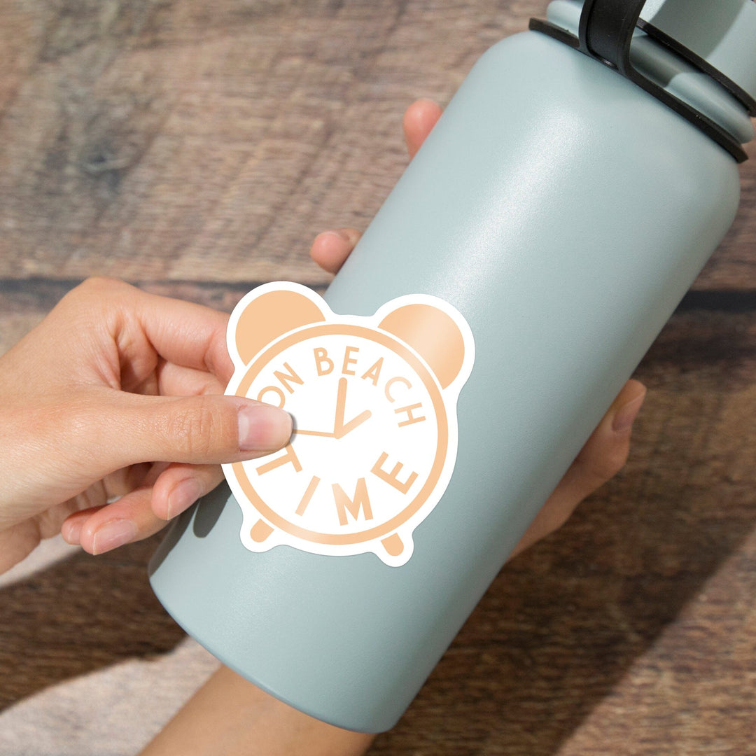 On Beach Time, Simply Said, Contour, Vinyl Sticker Sticker Lantern Press 