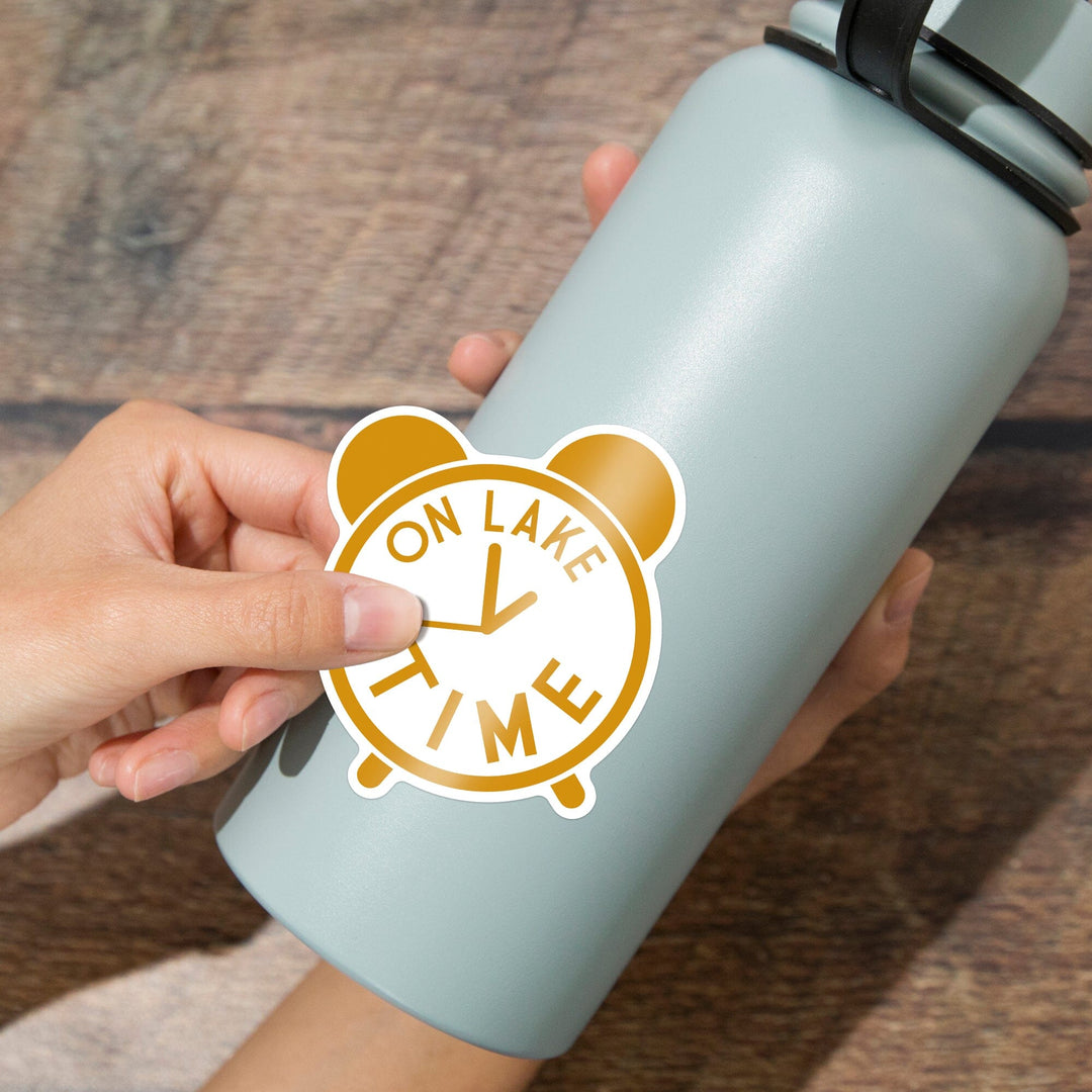 On Lake Time (Yellow), Lake Saying, Simply Said, Contour, Vinyl Sticker Sticker Lantern Press 