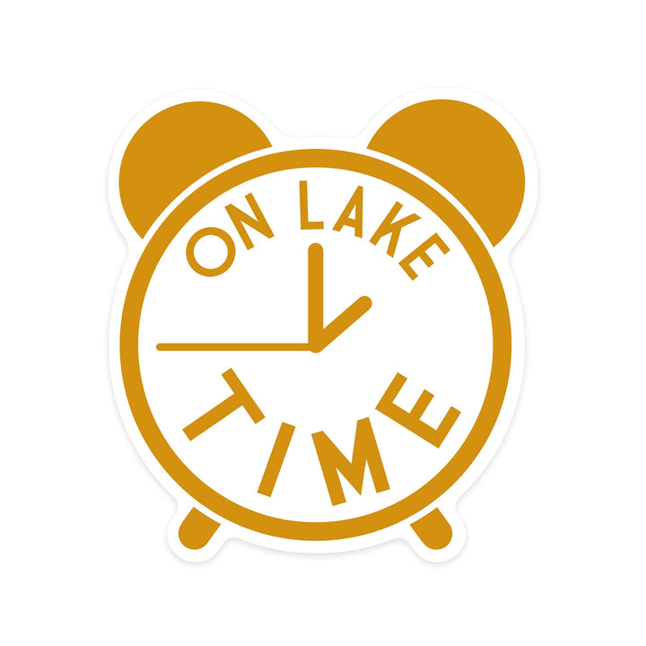 On Lake Time (Yellow), Lake Saying, Simply Said, Contour, Vinyl Sticker Sticker Lantern Press 